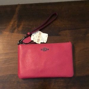 Coach pebbled leather wristlet berry! Brand new never used!